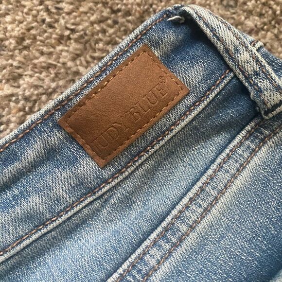 Judy Blue Boyfriend Fit Jeans Distressed Womens Size 7 28 Stretchy Raw Ankle - Picture 7 of 10
